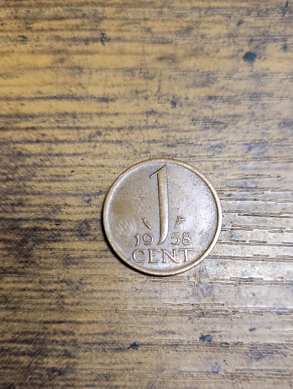 Vintage 1958 Nederlands 1 Cent Coin - Brown